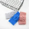 Vinter varm baby turban stickad ull pannband mode virkning blomma huvudkläder flickor hårtillbehör nyfödd spädbarn blommig headwrap bj