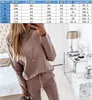 Calças femininas de duas peças mulher agasalho gola alta moletom com cordão jogger terno feminino roupas esportivas primavera manga longa pulôver esportes