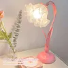 Table Lamps American Vintage Bedroom Bedside Inset Style Pink Glass Acrylic Decorative Lamp French Rural Led Plant Green Flower Desk Light