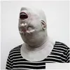 Máscaras de festa Máscaras de festa Halloween Reverse Old Man Cabeça Máscara Zombie Látex Sangrento Assustador Alienígena Diabo Fl Face Traje Cosplay Prop 230420 Dhf1L