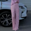 Kvinnors byxor capris paljetter pant raka bling byxor kvinnor i solid rosa hög midja byxor festkläder kväll mode streetwear svarta byxor 231213