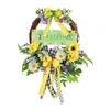 Decorative Flowers Spring Garland Floral Bowknot Wreath For Front Door Garden Decoration Indoor Outdoor Welcome Sign Fireplace