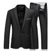 Abiti da uomo Blazer 2023 Business Fashion Alta qualità Gentleman Nero Completo da 2 pezzi Cappotto Giacca Pantaloni Pantaloni classici 231212