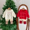 Children's Autumn and Winter New Hooded and Fleece Hoodie Baby Boys and Girls Christmas Thick Warm Pullover Top Trousers