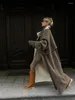 Women's Jackets Elegant Lapel Woolen Maxi Coat For Women Chic Long Sleeve Cropped Loose 2023 Autumn Winter Office Street Warm Overcoat