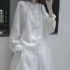 Women's Blouses UMI MAO Yamamoto Dark White Homemade Chinese Style Zen Bead Buckle Loose Top Designer Shirt Women Y2K Fashion Tops