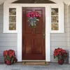 Декоративные цветы, зимний венок, не рождественский, весенний, розовый пион, бант, цветочная корзина, подвесной дверной домашний декор, 12 дюймов