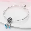 100% Real 925 Sterling Pando Silver Feather Dreamcatcher Tassel Charms Beads Fit Original Bracelet Bangle Fashion DIY Jewelry