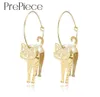 Charm Prepiece Trendy Pearl Hoop Earrings for Women Gold Color Imitation 3D Söt Animal Cat Handgjorda modesmycken PE14238503714