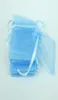 200pcs sky blue Jewelry Box Luxury Organza Jewelry Pouches Gift Bags For Wedding favours Bags Pouch with drawstring satin ribbon6030246