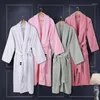 Women's Sleepwear Autumn Thick Combed Cotton Solid Color Long Home Bathrobes Embroidery Robe Unisex Long-sleeve Absorbent Terry Bathrobe