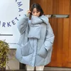 Mulheres para baixo parkas mulheres pato branco para baixo casaco inverno moda feminina cachecol oversize jaquetas em torno do pescoço solto engrossar parkas quente outwear 231212