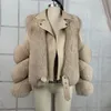 Women s Knits Tees Super Winter Ladies Luxury Thick Leather Coat 100 Natural Fur Female Motorcycle Women Real Jacket 231213