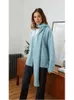 Women S Solid Cashmere Cardigan With Scarf Fashion V Neck Long Sleeve Pockets Knit Jumpers Ladies Autumn Street Knitwears