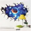 Wall Stickers Creative 3D New Fantasy Sky Wall Stickers Living Room Tv Wallpaper Background Decorative Painting Pvc Drop Delivery Home Otmyl