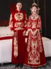 Ubranie etniczne kobiety Phoenix Haftowa suknia ślubna Eleganckie małżeństwo Toast Cheongsam 231212