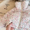 Manteau en duvet pour enfants, parka coréenne, mode bébé fille, col roulé, imprimé Floral, veste rembourrée en coton, automne hiver
