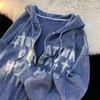 Mens Hoodies 스웨트 셔츠 미국 빈티지 오래된 글자 인쇄 지퍼 가디건 여성 거리 트렌디 한 수백 스웨트 셔츠 커플 캐주얼 까마귀 231212