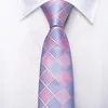 Bow Ties Hi-Tie Plaid Pink Blue Boys Girls Tie For Children Handky Child Silk Necktie 120CM Long 6CM Wide Student Kids Uniform Accessorie