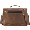 Aktentaschen 13,3 Zoll Vintage handgefertigte Leder Reise Messenger Büro Umhängetasche Laptop Aktentasche Computer College Satchel für Männer