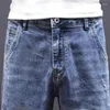 Men's Jeans For Men Elastic Stretch Trousers Broken Male Cowboy Pants With Holes Torn Ripped Cropped Straight Aesthetic Retro Cotton