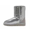 Kvinnor High Top Boots Hot Glitter Sequin Classic Designer Snow Boots 2023 Winter Ankel Boots Mini Kort knä Sparkles Button Bling Boot