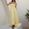 Urban Sexy Dresses Vacation Shirred Elastic Bust Strapless A line Dress Chic Women Backless Maxi Elegant Ball Gown Club Party Vestidos 231213