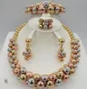 Boucles d'oreilles collier haute qualité Dubai 24K couleur or ensemble de bijoux pour femmes perles africaines bijoux mode boucle d'oreille Ring5338855