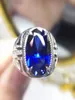 Pierścienie klastrowe na biżuterię Pierścień Blue Sapphire 11ct Big Kamień 925 Srebrny grzywna dla kobiet T204343619486
