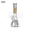 10 Inches Decals Beaker Bong Hookah Glass Water Pipe Ice Pinch Cartoon Pattern 14mm Bowl Downstem Accessories Mixed Colors