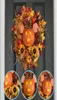 Декоративные цветочные венки 2021 Осенний венок из тыквы для входной двери с тыквами Искусственные клены Осенний урожай Праздничный декор9689908