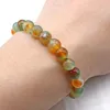 Link Bracelets Smooth Orange Green Carnelian Agat Round Beads Natural Stone Bracelet Yoga Mala 6mm 8mm 10mm