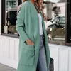 Płaszcze damskie okopy zwyczajne proste szal klapy długie solidne kolorowe ciepło płaszcz (z kieszeniami)