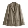 Ternos femininos senhoras de escritório corte reto blazer 2023 outono cáqui bolso formal vintage lapela manga longa casaco feminino botão jaqueta