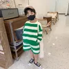 Giyim Setleri Bebek kız çocuk gevşek çizgili set sweatshirt ve şort 2 adet bebek bebek toddler çocuk eşofman stili Kore tarzı bahar sonbahar yaz