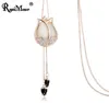Pendant Necklaces RAVIMOUR Big Choker Kolye Crystal Opal Statement Pendants Tulip Flower Tassel Sweater Chain Long Necklace Jewelr1445912
