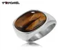 Cluster Rings 2 Color Natural Tiger Eye Flower Band Stone Ring For Men Women Antique Silver Plated Fashion Jewelry11099047