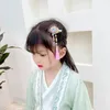 Haarspeldjes Roze Kleur Meisje Clip Vintage Hanfu Bloem Fan Baby Kwastje Vrouwen Haarspeld