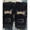 2023 New Women Snow Boots Tube Middle Fashion Warm Women’s Cotton Shoes Bowknot Drill Snow Boots Boots Women عالية القطن