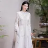 Etniska kläder Highend Autumn Women Trench Coat Retro Elegant Brodery Aline Lady Party Hanfu Dress SXXL 231212