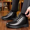 Boots British Style Leather Boots Men's Work Winter Plush Business Thick Soled Chelsea Shoes Anti-slip Wearable TY54 231213