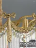 Lampes suspendues Lustre en cristal américain simple salon lampe principale mi-antique haut de gamme chambre à manger cuivre