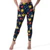 Leggings femininas margarida floral sexy flores coloridas fitness yoga calças push up estiramento esportes collants bolsos design retro leggins