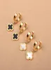 Popular Clover Charm Earring Gold Stainless Steel Huggie Earrings5295906