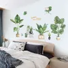 Kreative große grüne Blatt-Wandaufkleber, frische Topfpflanzen, Heimdekoration für Schlafzimmer, Raumdekoration im europäischen Stil, Lächeln-Tapete