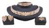 Afrikanska Dubai Gold Jewelry Nigerian Crystal Flower Halsband Bangle örhängen Ring kvinnor italienska bröllop Brudsmycken Set3887031