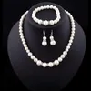 promotion Bride Jewelry of Creative imitation Pearl Necklace Bracelet Earrings 3- piece costume wedding jewerly Set326R