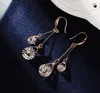 2018 Nowy styl drobny kolor Rose Gold Earring Kobiety Moda Biżuteria Cubic Zirkonia wisząca kolczyka żeńska 2855820