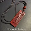 Pendentif Colliers Cinabar Namo Amitabha Bouddha Collier tibétain pour hommes Prière Bijoux de mascotte