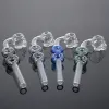 Skull Cool Pyrex Glass Oil Burner Pipe Straight Tube Tobacco Pipes Mini Spoon Hand Pipes Colorful Smoking Pipe BJ